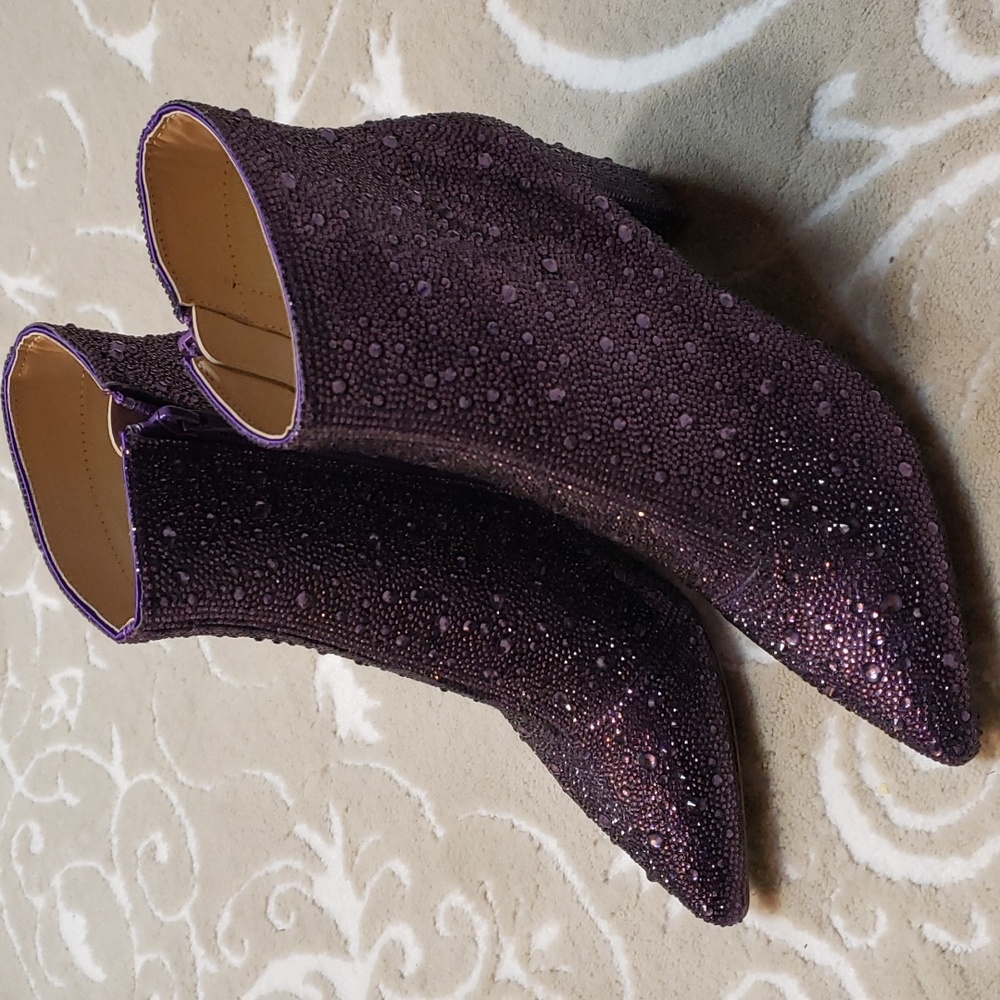 Betsey Johnson Sparkling Purple Ankle Boots